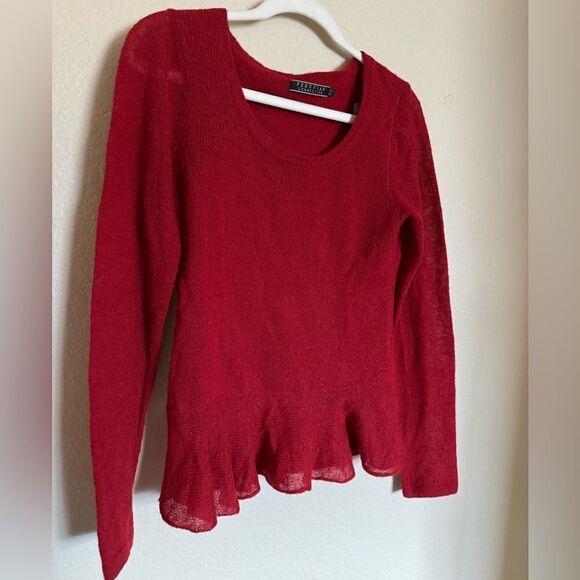 Peruvian Connection alpaca audley sweater size small in red peplum bottom - Picture 1 of 4